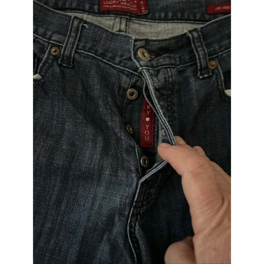 Lucky Brand 121 Heritage Slim Jeans Mens 36x34 Straight Denim Button Front